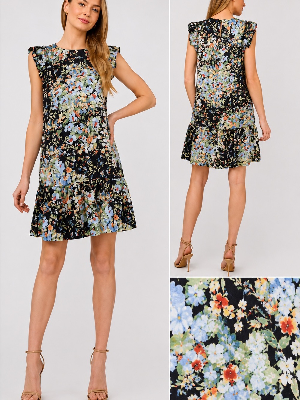 CeCe | Dupraz Floral Ruffle Detail Dress Size S